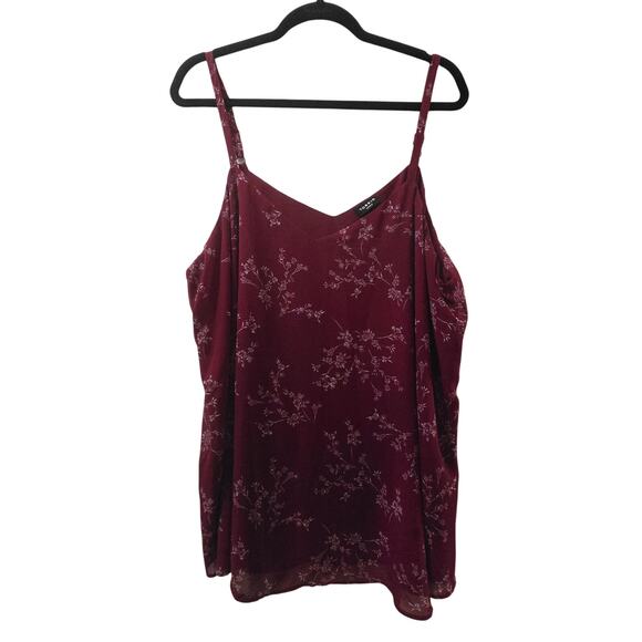Torrid Burgundy Floral Foxy Cami – Size 2 Plus Size Adjustable Strap Tank Top - Picture 1 of 5